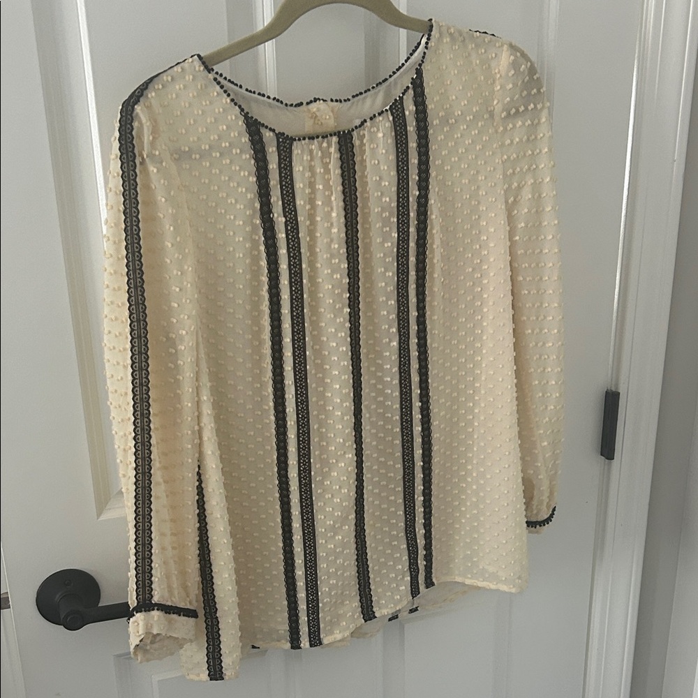 J. Crew Cream Blouse with Black Stripes